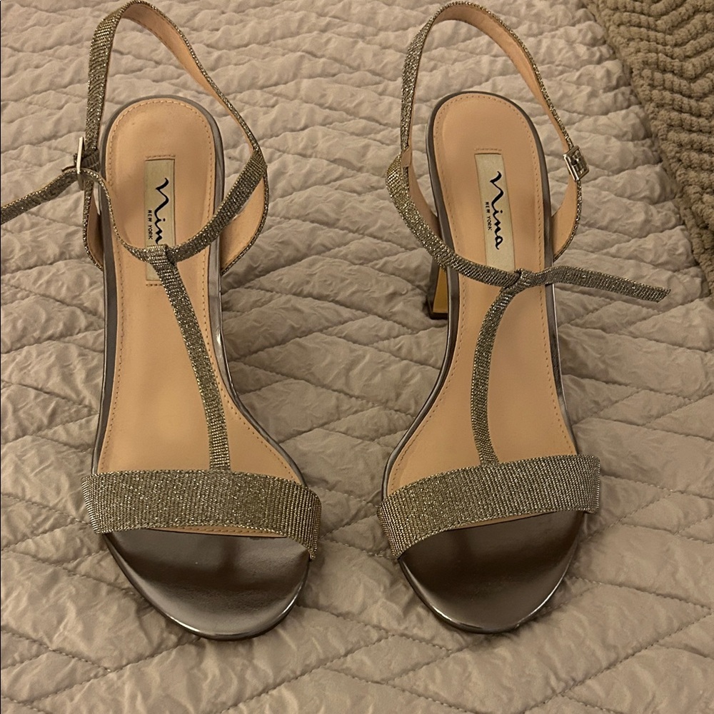 Nina Sparkling Silver Strappy Sandals